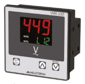 Multispan VMR-232 — 72x72 panel-mount 3-phase protection relay with display